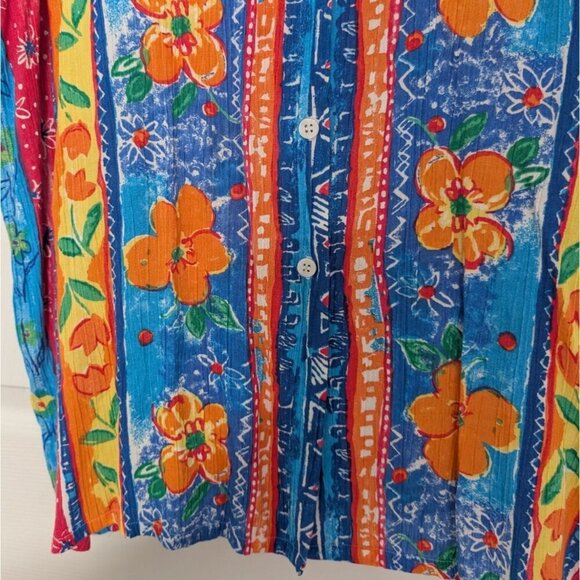 Vintage Koret Floral Stripe Shirt Womens Size XXL Colorful Hawaiian Tropical - Picture 3 of 8